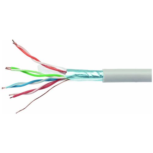 Кабель CABLEXPERT FPC-5004E-SOL/100 FTP, кат.5E, 100м, 4 пары, 24AWG, 0.48мм, алюминий омедненный, одножильный, серый
