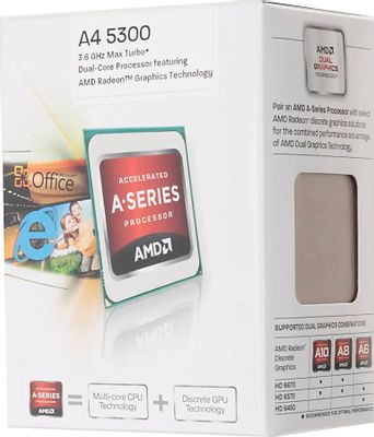 Характеристики Процессор AMD A4 5300, SocketFM2, BOX [ad5300okhjbox ...
