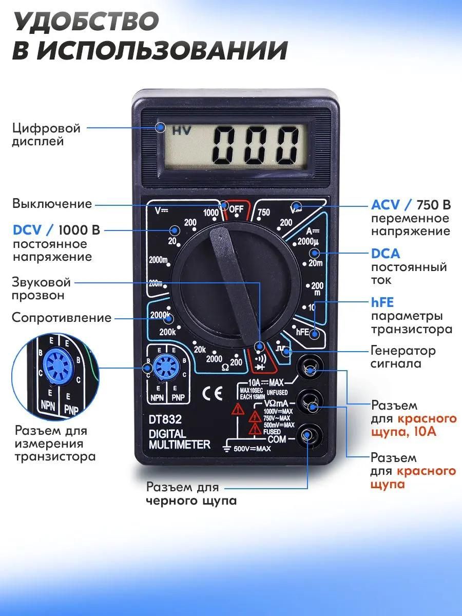 Обзор товара мультиметр Ресанта DT 832 (802027) в интернет-магазине СИТИЛИНК