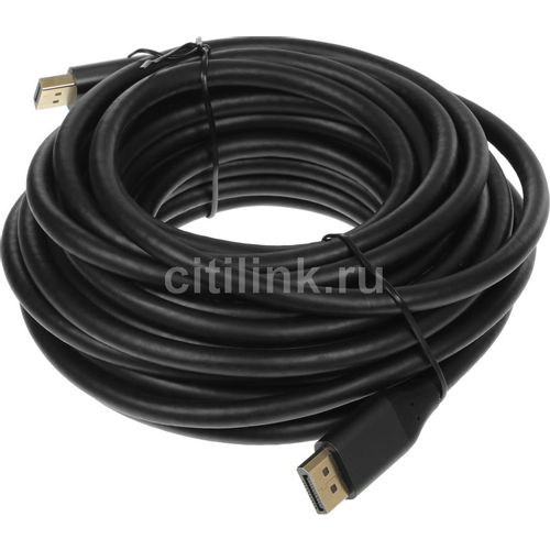 Кабель аудио-видео Cactus CS-DP-DP-1.4-10, DisplayPort (m) - DisplayPort (m), ver 1.4, 10м, GOLD, черный