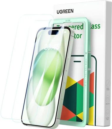Защитное стекло для экрана UGREEN SP370 для Apple iPhone 15/16 Plus антиблик, прозрачная, 2 шт, прозрачный [25589]