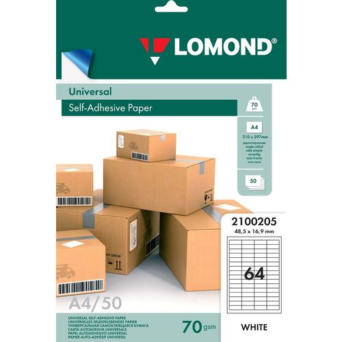 Этикетки Lomond A4, 50л, белый, 48.5мм х 16.9мм [2100205]
