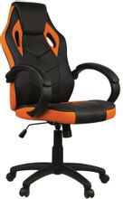 Изображение товара Игровое кресло HELMI Boost на колесиках, экокожа, черно-оранжевое