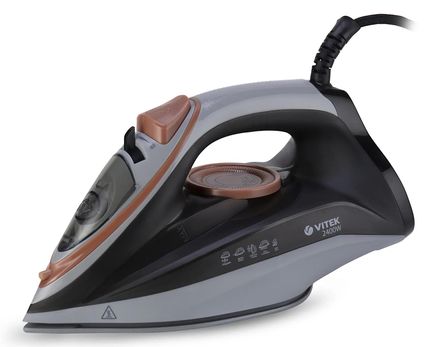 Утюг Vitek VT-8331, с паровым ударом, 2400Вт, черный и серый/коричневый