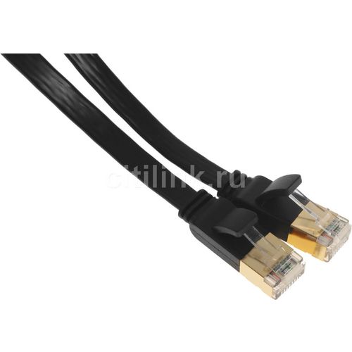 Патч-корд UGREEN NW106 литой (molded), FTP, кат.7, 2м, 4 пары, 32AWG, медь, многожильный, черный