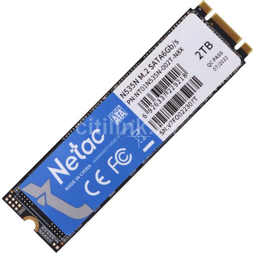 2ТБ SSD накопитель NETAC N535N NT01N535N-002T-N8X M.2 2280, SATA III, M.2
