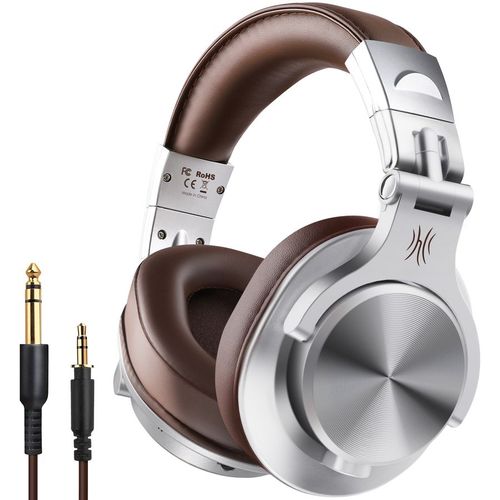 Наушники ONEODIO A70, 3.5 мм/Bluetooth, мониторные, серебристый/коричневый
