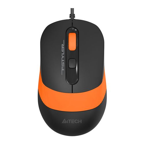 Мышь проводная A4TECH Fstyler FM10, оптическая, USB, 1600dpi, черный и оранжевый [fm10 orange]
