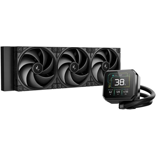Система водяного охлаждения DeepCool Spartacus 360, LCD, 4-pin, ARGB, 120мм, черный, retail [r-spt360-bkdsmp-g-1]