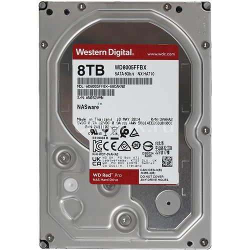 Жесткий диск WD Red Pro WD8005FFBX, 8ТБ, HDD, SATA III, 3.5″, 7200об/мин — цена и наличие Жесткий диск WD Red Pro WD8005FFBX, 8ТБ, HDD, SATA III, 3.5″, 7200об/мин