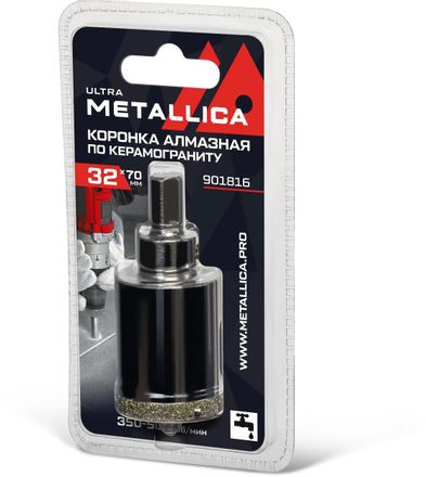 Коронка METALLICA 901816, по керамограниту, 32мм, цилиндрический, 1шт