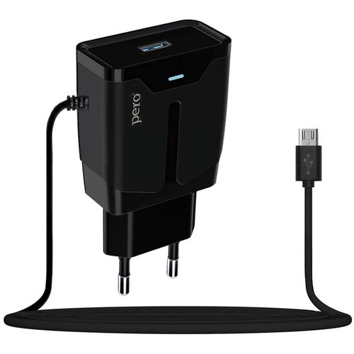Сетевое зарядное устройство PERO TC04, USB-A, microUSB, 10.5Вт, 2.1A, черный [тс04b2amu]