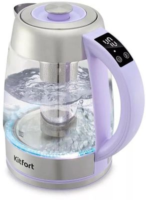Чайник электрический KitFort КТ-6624, 2200Вт, лавандовый и нержавеющая сталь