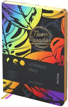 Ежедневник Berlingo Neon Paradise недатированный, A5, 272стр., 136лист., в линейку, кремовые страницы, ассорти