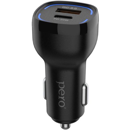 Автомобильное зарядное устройство PERO AC05, USB-A, USB-C, 38Вт, 3A, черный [aс05bl]