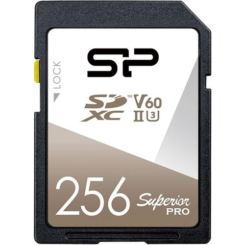 Карта памяти SDXC UHS-II U3 Silicon Power Superior 256 ГБ, 280 МБ/с, Class 10, SP256GBSDXJV6V10, 1 шт., без адаптера