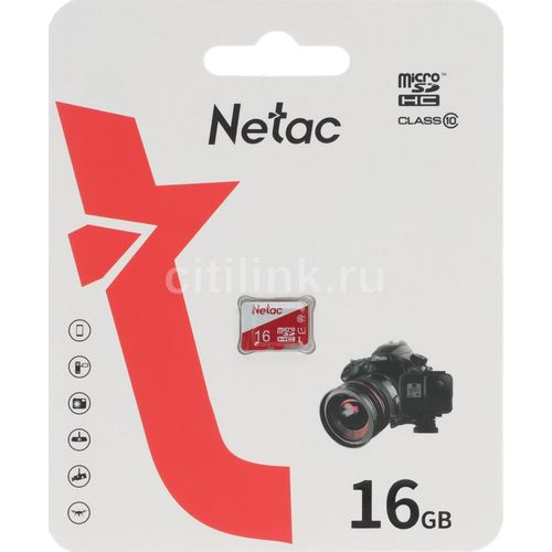 Карта памяти microSDHC UHS-I U1 NETAC P500 Eco 16 ГБ, 90 МБ/с, Class 10, NT02P500ECO-016G-S, 1 шт., без адаптера