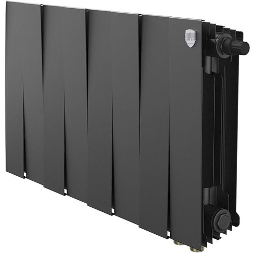 Радиатор биметаллический ROYAL THERMO Pianoforte 300 VR80, 8 секций, нижнее правое подключение, черный