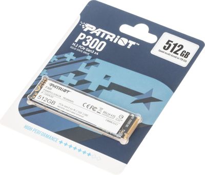 SSD накопитель Patriot P300 P300P512GM28 512ГБ, M.2 2280, PCIe 3.0