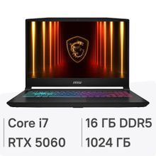 Изображение товара Ноутбук игровой MSI Katana 15 HX B14WFK-617XRU 15.6", IPS, Intel Core i7 14650HX 1.6ГГц, 16-ядерный, 16ГБ DDR5, 1ТБ SSD,  NVIDIA GeForce  RTX 5060 для ноутбуков - 8 ГБ, FreeDOS, черный [9s7-1587c1-617]