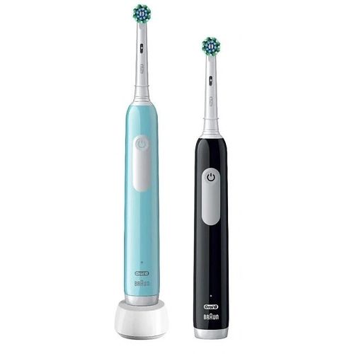 Набор электрических зубных щеток Oral-B Pro Series 1, насадки для щётки: 2 шт, цвет: бирюзовый и черный [80714511]