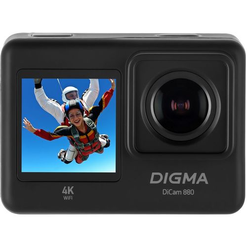 Экшн-камера Digma DiCam 880 (внешний микрофон/пульт ДУ), 4K, WiFi, черный [dc880]