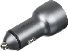 Изображение товара Автомобильное зарядное устройство UGREEN CD213,  2xUSB-C, 36Вт, 3A, серый [70594]