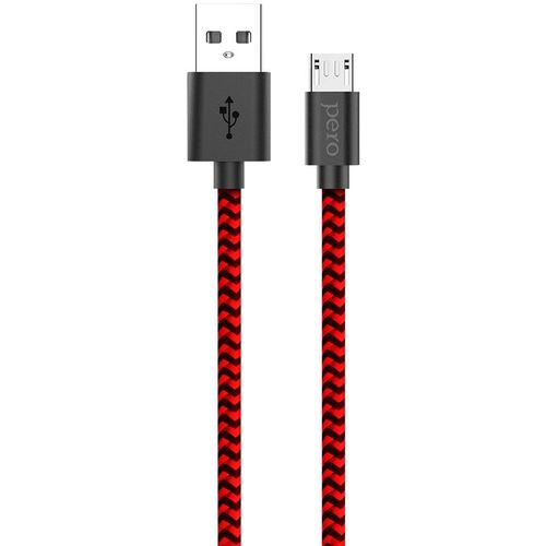 Кабель PERO DC-04, micro USB (m) - USB (m), красный / черный [prdc-04mu2mrb]