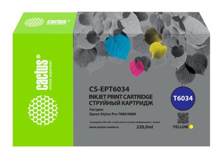 Картридж Cactus CS-EPT6034, T6034, желтый пигментный / CS-EPT6034