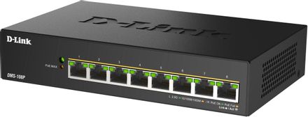 Коммутатор D-Link DMS-108P/A1A, неуправляемый, 8 RJ-45, 10/100/1000/2500 Мбит/с