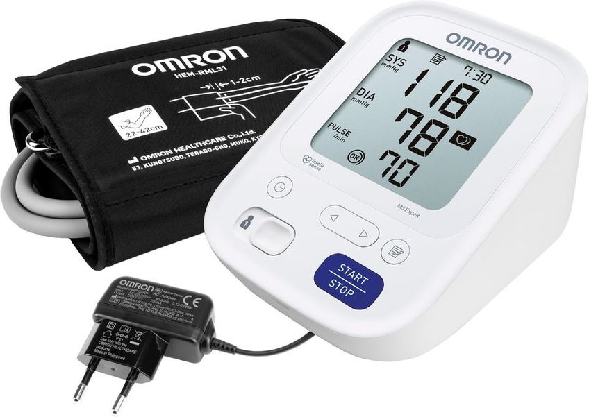Тонометр автоматический OMRON M3 Expert, с адаптером питания, 22-42см