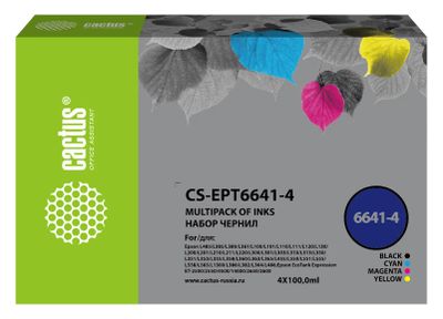 Набор чернил Cactus CS-EPT6641-4 T664, для Epson, 100мл, многоцветный