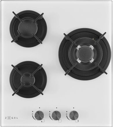 Газовая варочная панель ZUGEL ZGH452W, 3 конфорки, закаленное стекло, белый