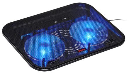 Подставка для ноутбука Buro BU-LCP140-B214H, 14", 338х255х22 мм, 1хUSB, вентиляторы 2 х 140 мм, 480г, черный