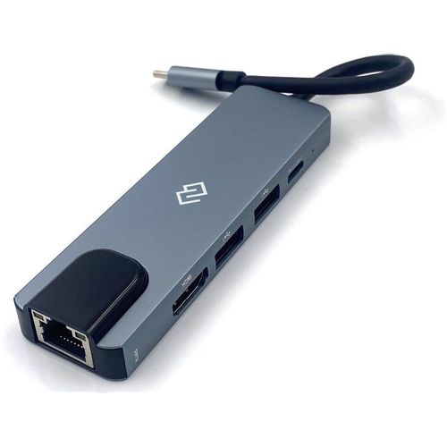 Стыковочная станция Digma DS-940, USB Type-C, 1хHDMI, 1хRJ-45, 1хUSB Type-C, 1хUSB 3.0, 2хUSB, серый