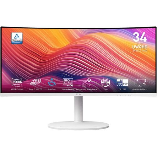 34" Монитор MSI Modern MD342CQPW, 3440x1440, VA, 120Гц, 2хHDMI, 1хDP, изогнутый, белый [9s6-3pc59h-021(036)]