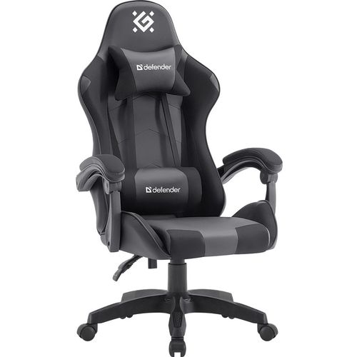 Кресло игровое Defender Okas, текстиль/экокожа, до 120кг, черный/серый