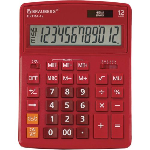Калькулятор BRAUBERG Extra, 12-Wr, 12-разрядный, бордовый