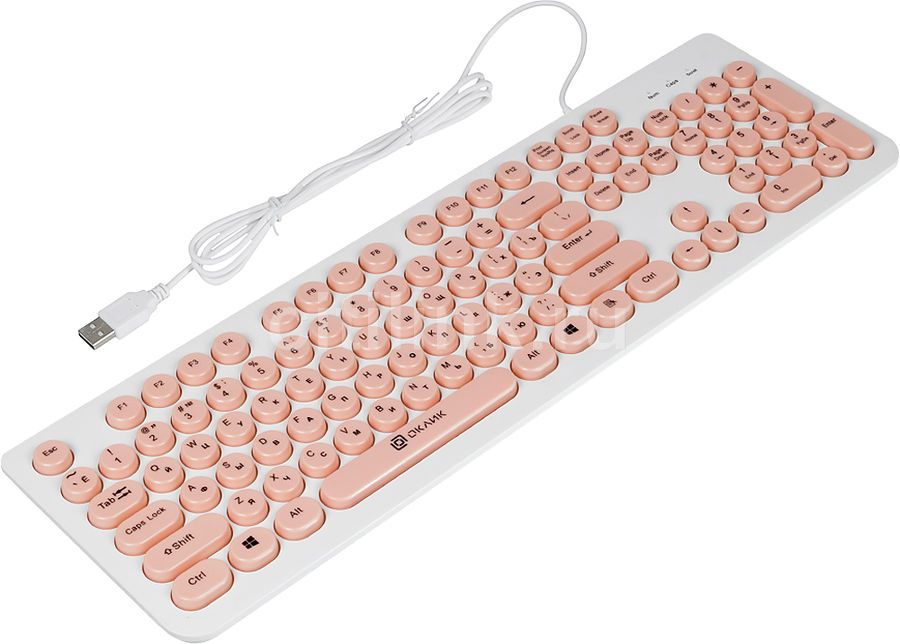 Клавиатура Oklick 400MR, USB, белый розовый [1070516] – купить в ...