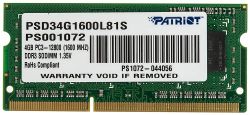 Изображение товара Оперативная память Patriot PSD34G1600L81S DDR3L - 1x 4ГБ 1600МГц, для ноутбуков (SO-DIMM), Ret Изображение товара Оперативная память Patriot PSD34G1600L81S DDR3L - 1x 4ГБ 1600МГц, для ноутбуков (SO-DIMM), Ret