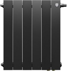 Радиатор биметаллический ROYAL THERMO Pianoforte 500 VR80, 6 секций, нижнее правое подключение, черный
