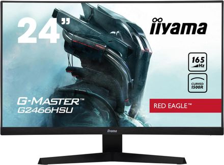 23.6" Монитор Iiyama Red Eagle G2466HSU-B1,  1920x1080,  VA,  165Гц,  2хHDMI,  1хDP,  изогнутый, черный