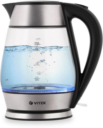 Чайник электрический Vitek VT-7037, 1.7л, стекло/металл/пластик