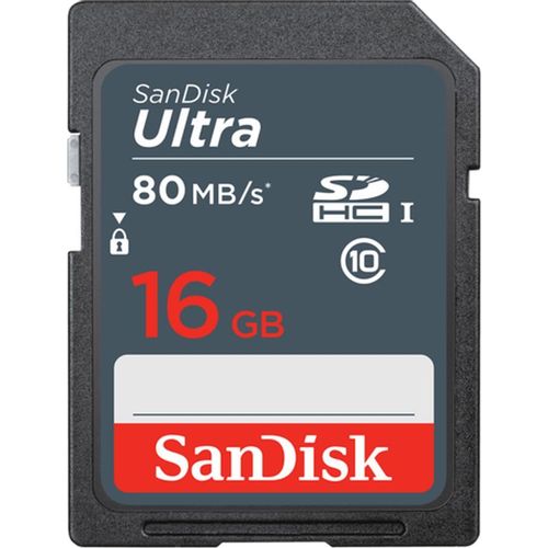 Карта памяти SDHC UHS-I U1 Sandisk Ultra 80 16 ГБ, 90 МБ/с, Class 10, SDSDUNS-016G-GN3IN, 1 шт.