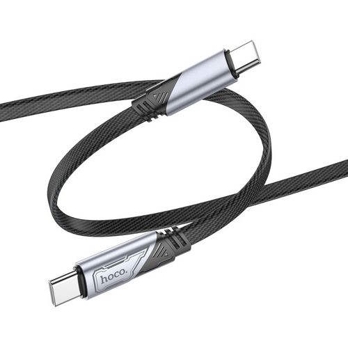 Кабель Hoco U119 Machine 60W charging data cable Type-C to Ty, USB Type-C (m) - USB Type-C (m), 1.2м, плоский, 3A, черный [05021]