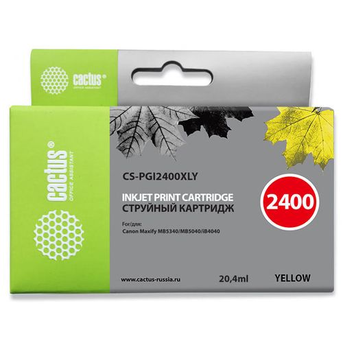 Картридж Cactus CS-PGI2400XLY, PGI-2400XLY, желтый пигментный / CS-PGI2400XLY