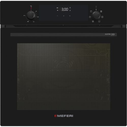 Духовой шкаф электрический MEFERI Comfort MEO607BK, 80л, дверца с 2 стеклами, черный/нержавеющая сталь
