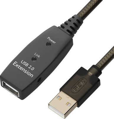 Кабель-удлинитель USB2.0 GREENCONNECT GCR-53806,  USB A (m) (прямой) -  USB A(f) (прямой),  круглое,  10м,  пакет,  черный