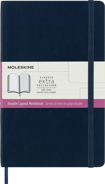 Блокнот Moleskine Classic Soft Double,  192стр,  в линейку,  мягкая обложка,  синий [nb313sb20]