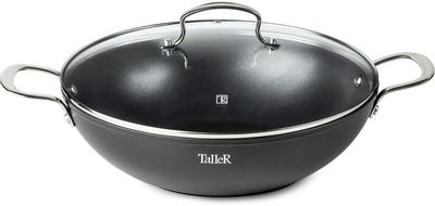 Обзор товара сковорода ВОК (WOK) Taller Итан, 30см, с крышкой, черный ...